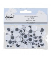 Yeux mobile adhésif noir & blanc tailles ass paquet de 100 R.261026